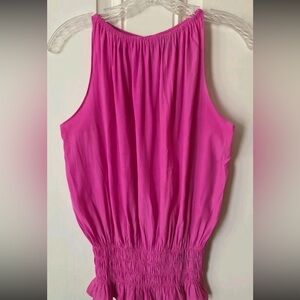Catherine Malandrino Hot Pink Sleeveless Gathered Waist Tank